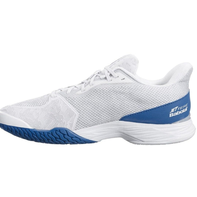 Calzado de Tennis Babolat Jet Tere All Court Blanco/ Azul Saxon - Racquet Online