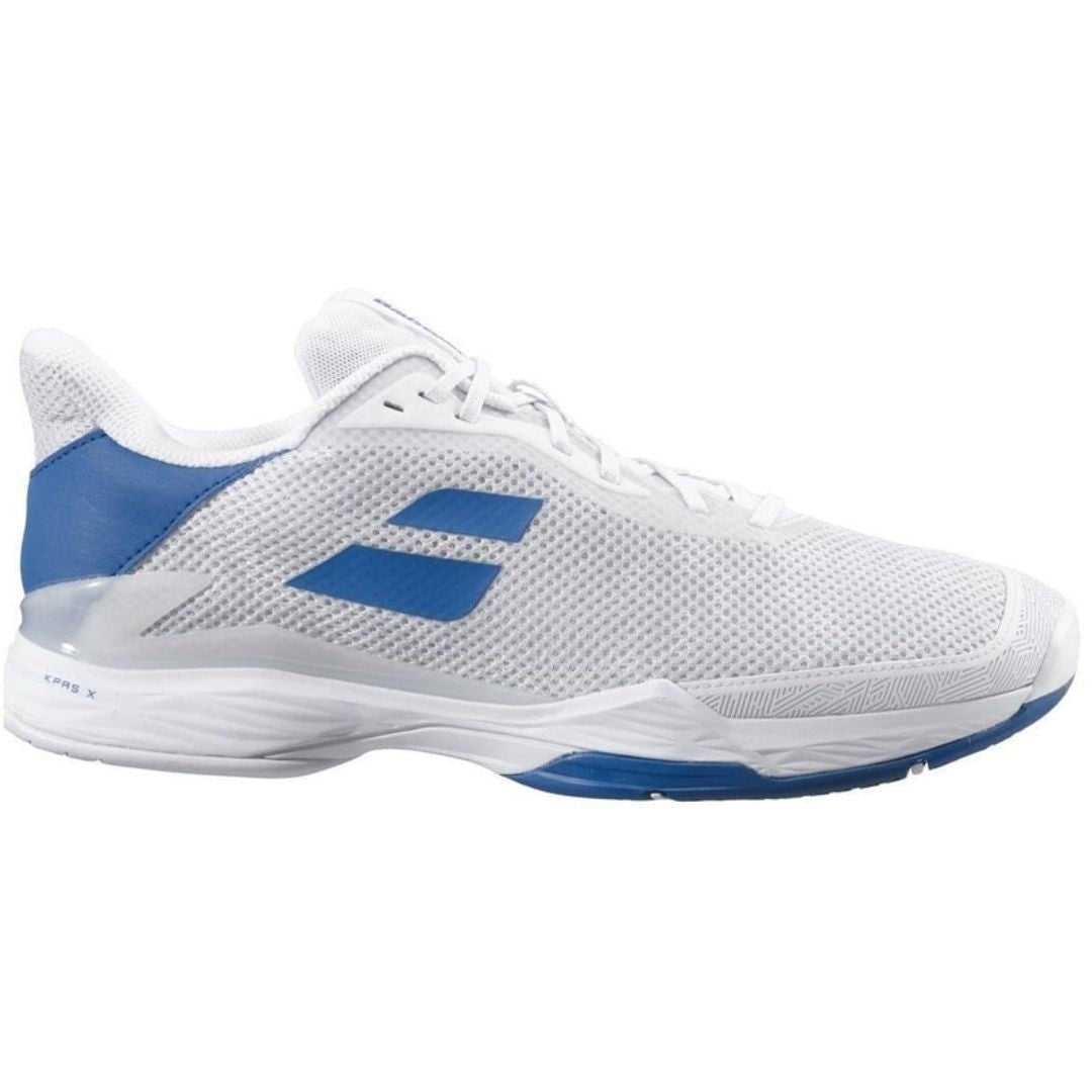 Calzado de Tennis Babolat Jet Tere All Court Blanco/ Azul Saxon - Racquet Online