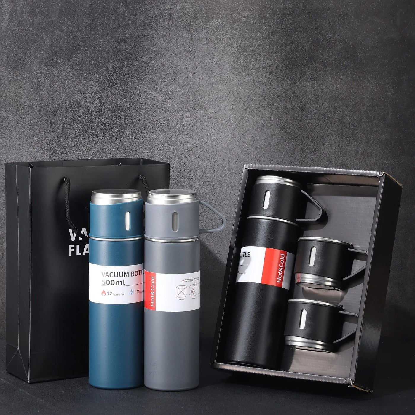 Juego de vasos térmicos reutilizables con caja de regalo 500ml 3 en 1 con aislamiento de acero inoxidable reutilizable - Racquet Online