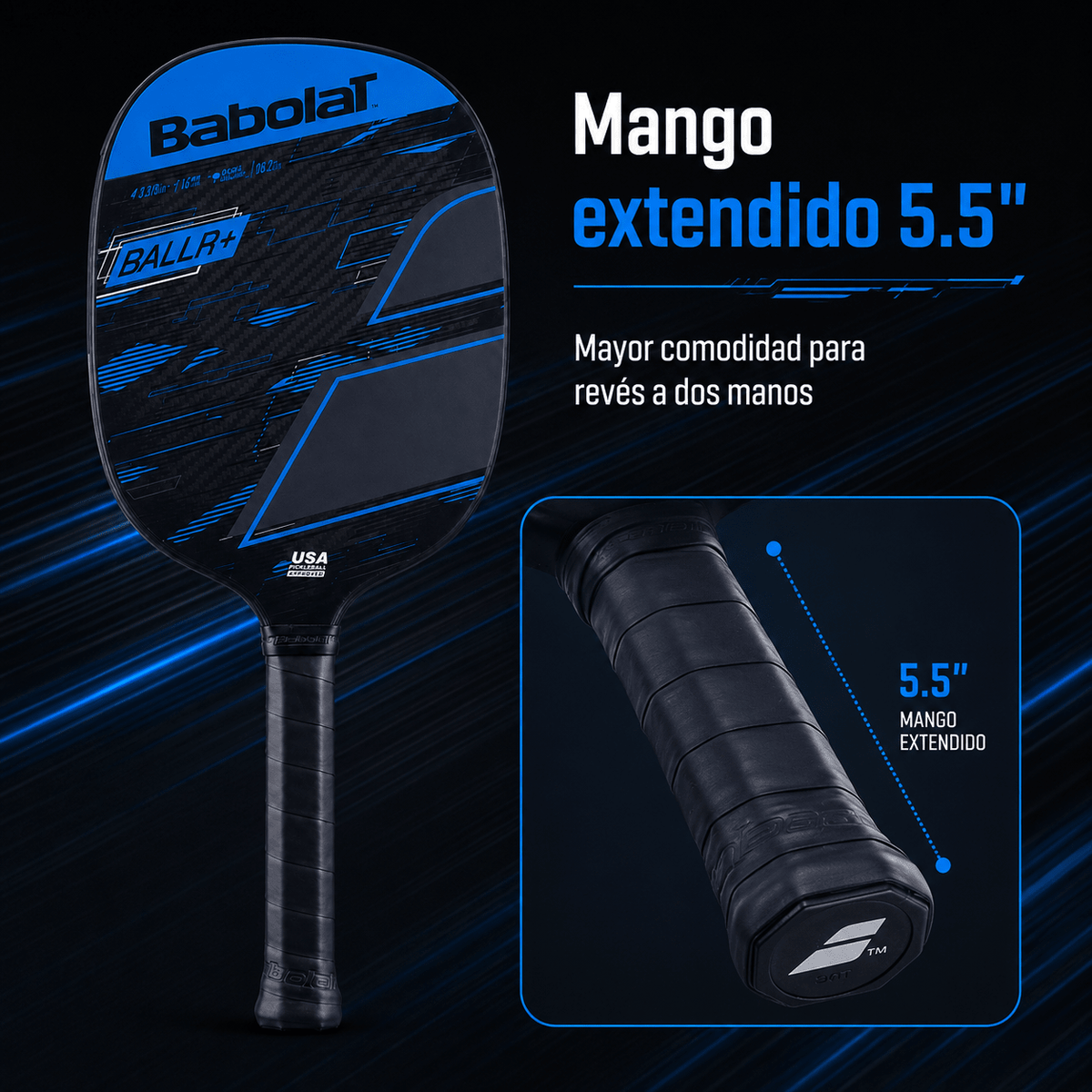 Raqueta de Pickleball Babolat BALLR + Negro/Azul - Racquet Online