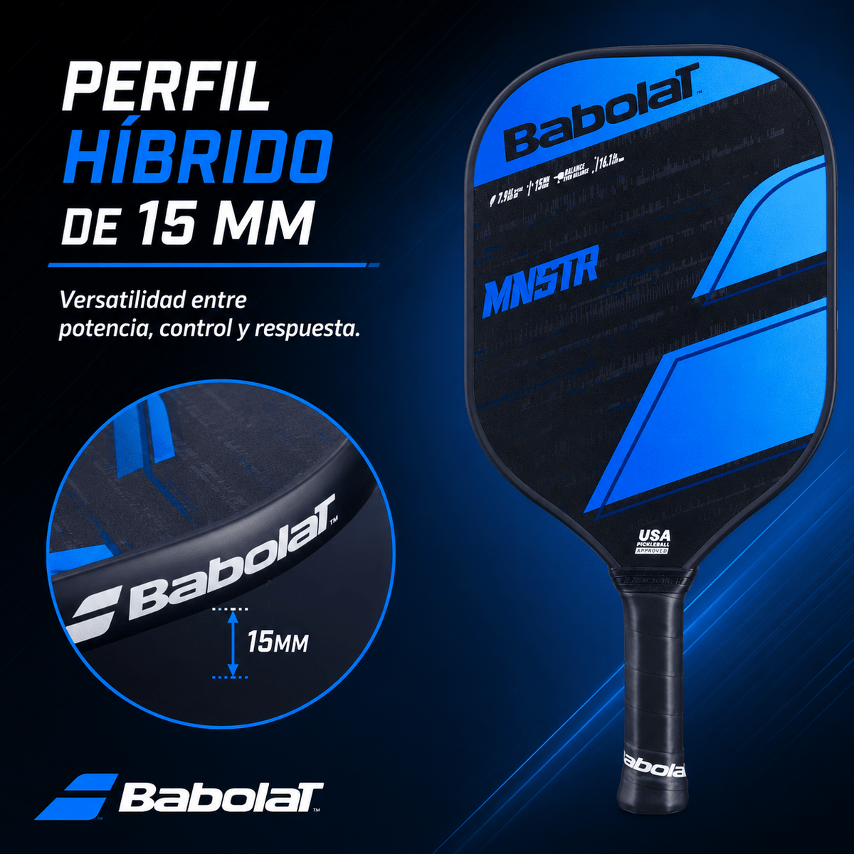 Raqueta de Pickleball Babolat MNSTR Negro/Azul - Racquet Online