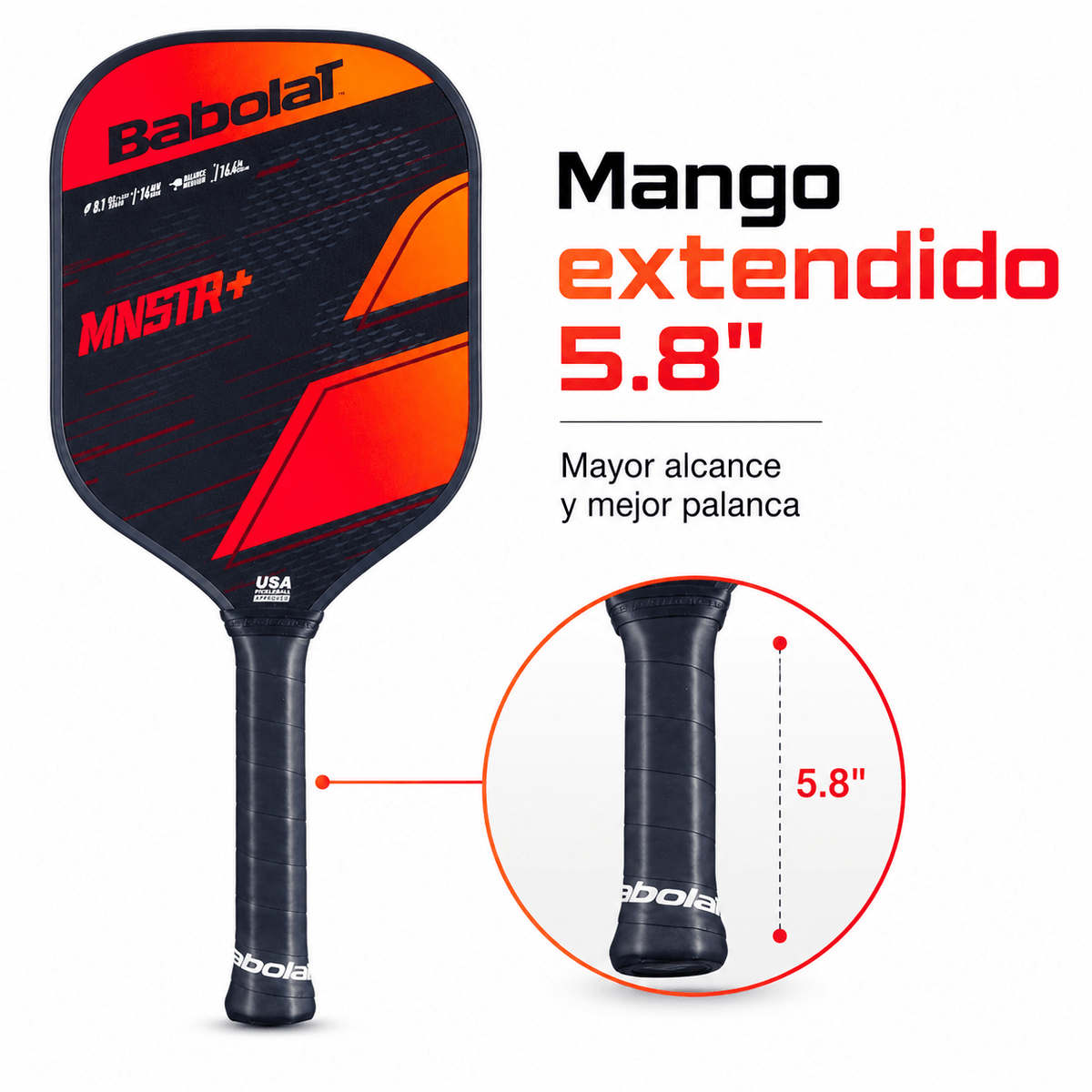 Raqueta de Pickleball Babolat MNSTR+ Negro/Rojo - Racquet Online