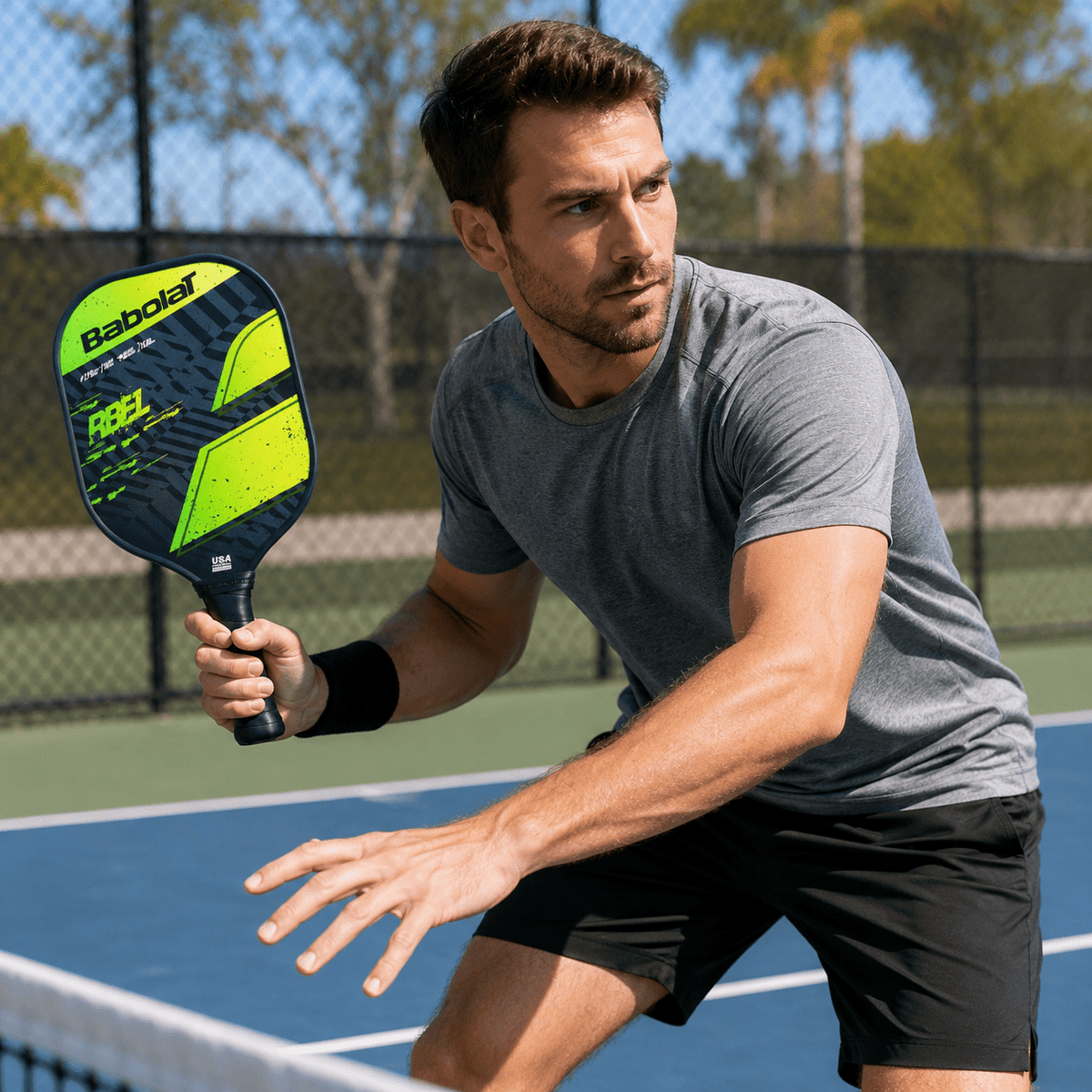 Raqueta de Pickleball Babolat RBEL Negro/Verde/Amarillo - Racquet Online