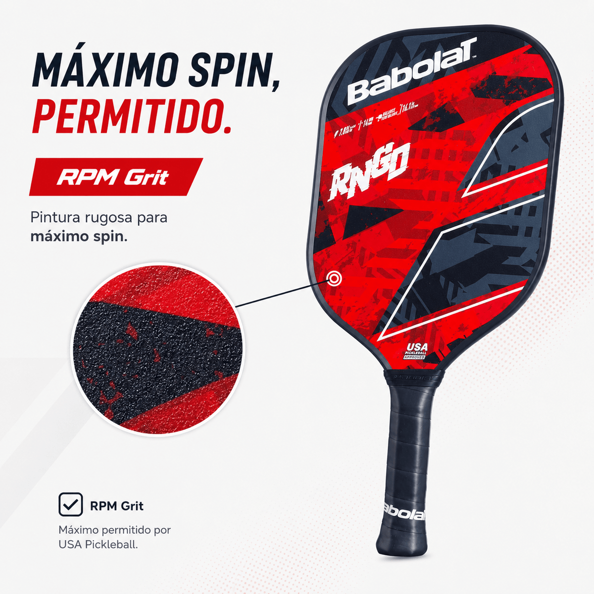 Raqueta de Pickleball Babolat RNGD Rojo/Negro - Racquet Online