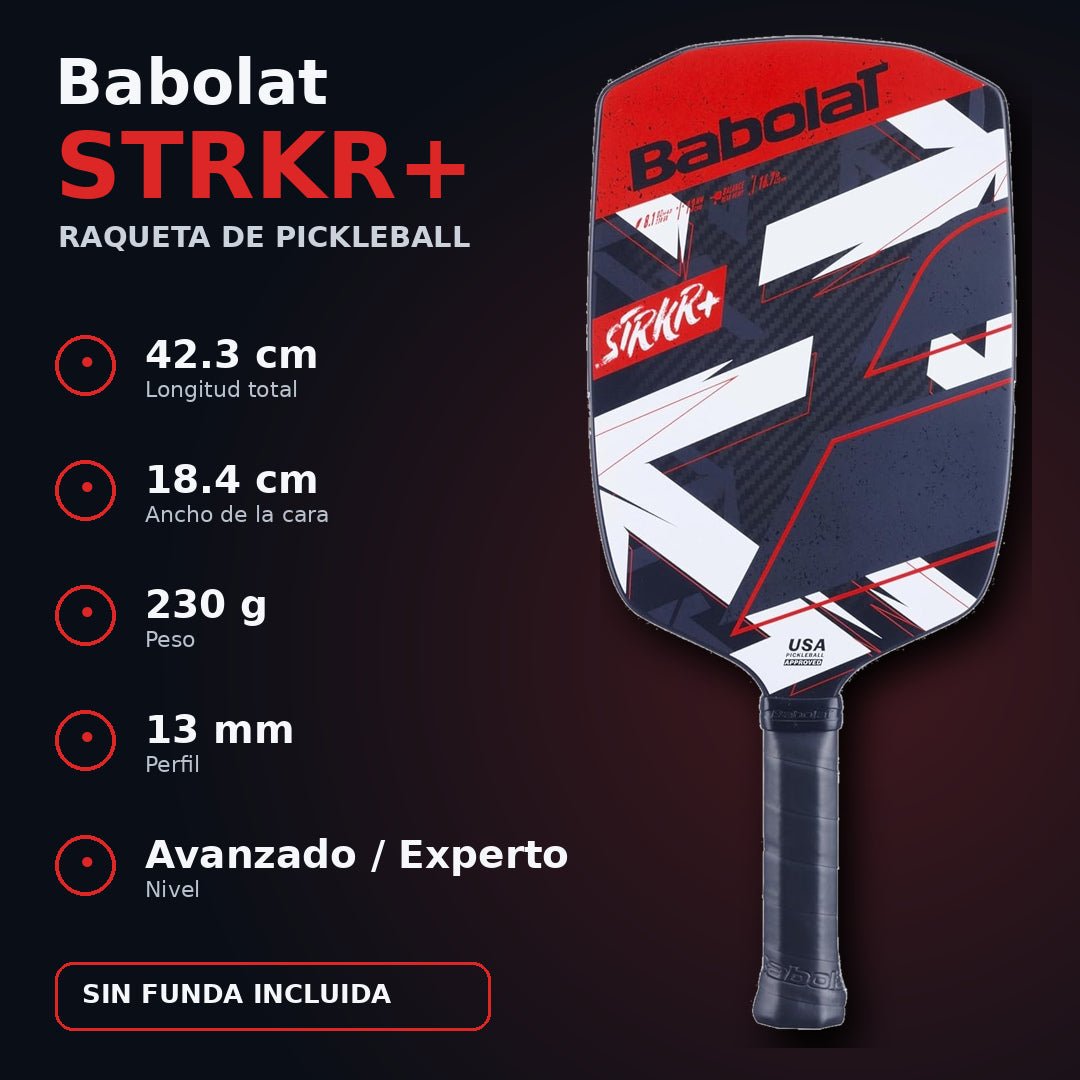 Raqueta de Pickleball Babolat STRKR + Negro/Rojo - Racquet Online