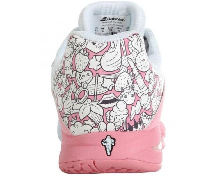 Calzado Babolat Propulse AC Junior Blanco/Rosa Geranio - Racquet Online