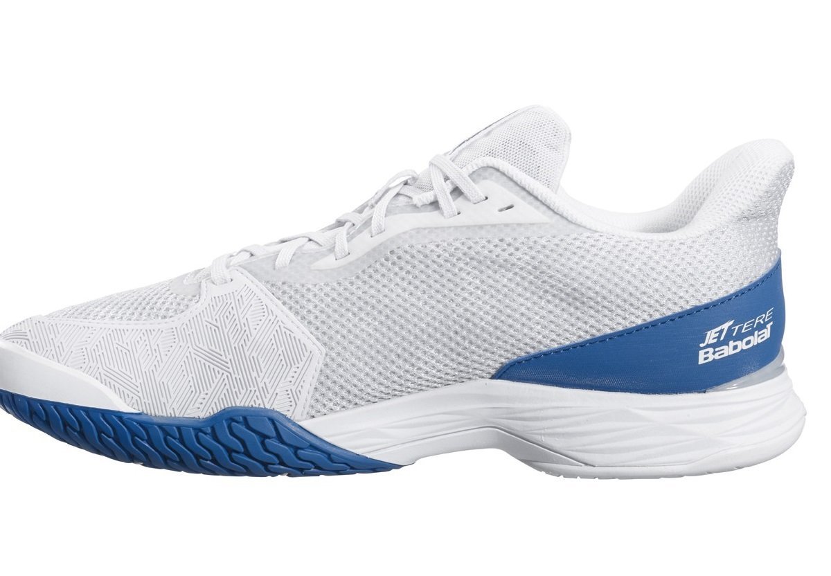 Calzado De Tennis Babolat Jet Tere All Court Blanco/ Azul Saxon - Racquet Online